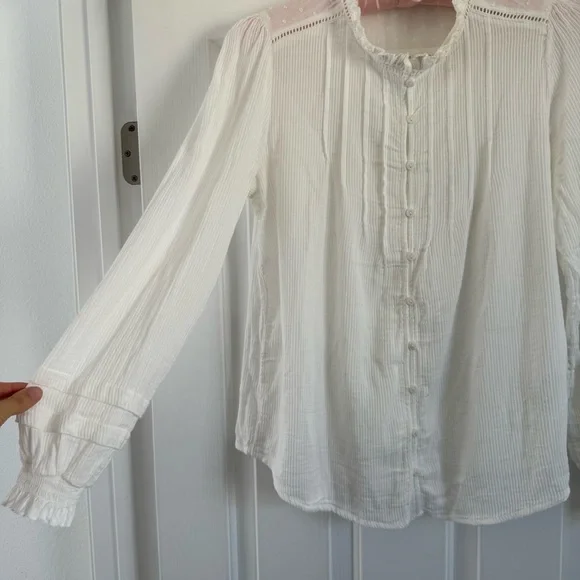 Quince Organic Cotton Peasant Blouse L - Picture 8 of 14